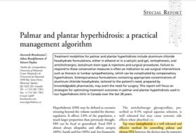 Screenshot for cover image of a study titled "Palmar and plantar hyperhidrosis: a practical management algorithm"